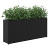 Jardinière avec 2 pots noir 90x20x40 cm résine tressée 