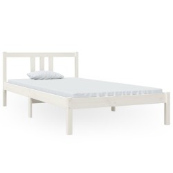 Cadre de lit sans matelas blanc bois massif 100x200 cm 