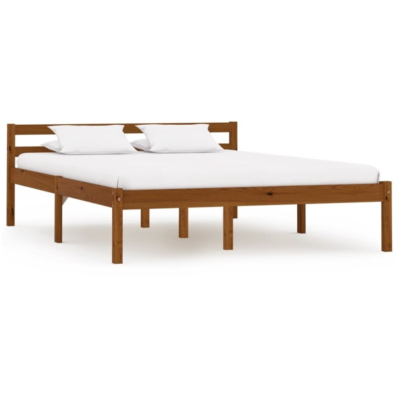 Cadre de lit sans matelas marron miel pin massif 120x200 cm Cadre de lit sans matelas marron miel pin massif 120x200 cm