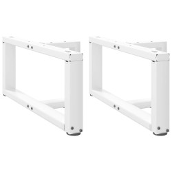 Pieds de table basse en T, 2 pièces, blanc, 70 x 25 x (30-31) cm, acier 