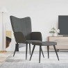 Chaise de relaxation avec tabouret Gris foncé Tissu 
