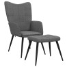 Chaise de relaxation avec tabouret Gris foncé Tissu 