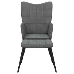 Chaise de relaxation avec tabouret Gris foncé Tissu 