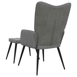 Chaise de relaxation avec tabouret Gris foncé Tissu 