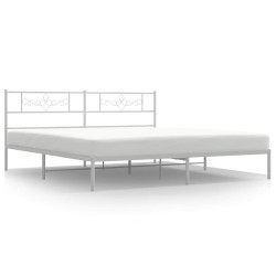 Cadre de lit métal sans matelas et tête de lit blanc 183x213 cm 