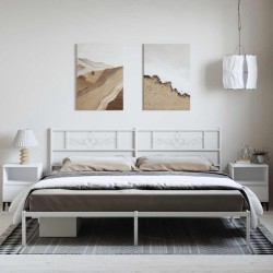 Cadre de lit métal sans matelas et tête de lit blanc 183x213 cm 