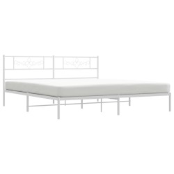 Cadre de lit métal sans matelas et tête de lit blanc 183x213 cm 