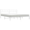 Cadre de lit métal sans matelas et tête de lit blanc 183x213 cm 