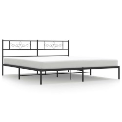 Cadre de lit métal sans matelas avec tête de lit noir 183x213cm 