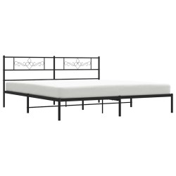 Cadre de lit métal sans matelas avec tête de lit noir 183x213cm 