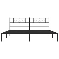 Cadre de lit métal sans matelas avec tête de lit noir 183x213cm 