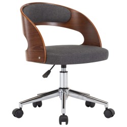 Chaise pivotante à manger Gris Bois courbé et tissu 