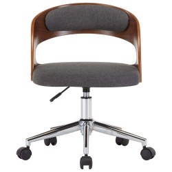 Chaise pivotante à manger Gris Bois courbé et tissu 