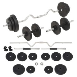 Ensemble d'haltères et barres d'haltères 30 kg 