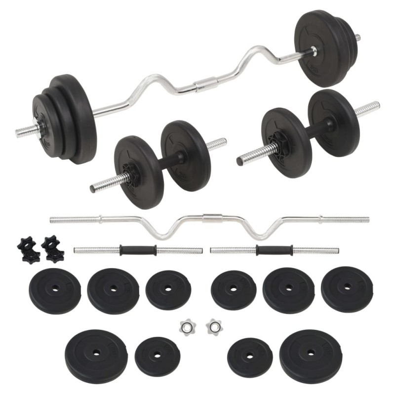 Ensemble d'haltères et barres d'haltères 30 kg 