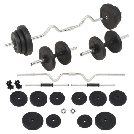 Ensemble d'haltères et barres d'haltères 30 kg 