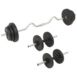 Ensemble d'haltères et barres d'haltères 30 kg 