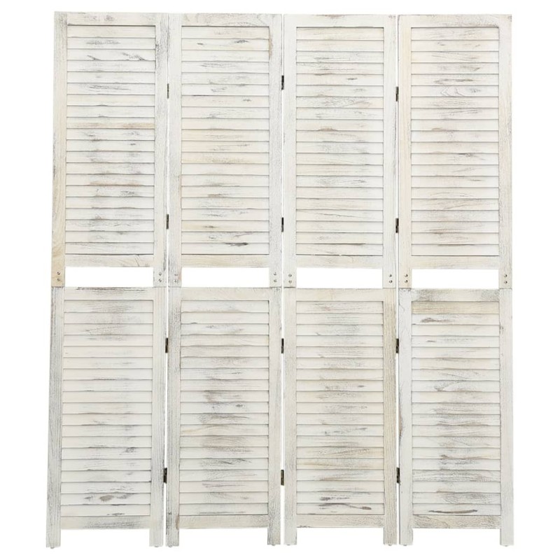 Cloison de séparation 4 panneaux Blanc antique 140x165 cm Bois Cloison de séparation 4 panneaux Blanc antique 140x165 cm Bois