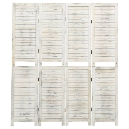 Cloison de séparation 4 panneaux Blanc antique 140x165 cm Bois 