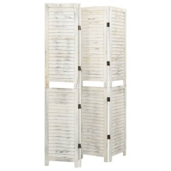 Cloison de séparation 4 panneaux Blanc antique 140x165 cm Bois 
