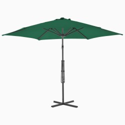 Parasol d'extérieur avec mât en acier 300 cm Vert 