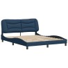Cadre de lit sans matelas bleu 160x200 cm tissu 