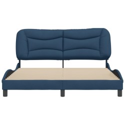 Cadre de lit sans matelas bleu 160x200 cm tissu 