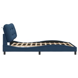 Cadre de lit sans matelas bleu 160x200 cm tissu 