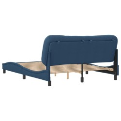 Cadre de lit sans matelas bleu 160x200 cm tissu 