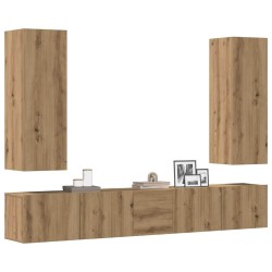 Meubles TV muraux 5 pcs chêne artisanal bois d'ingénierie 