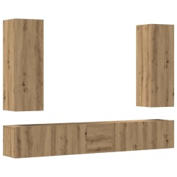 Meubles TV muraux 5 pcs chêne artisanal bois d'ingénierie 