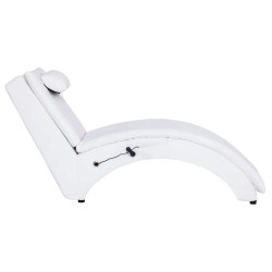 Chaise longue de massage avec oreiller Blanc Similicuir 