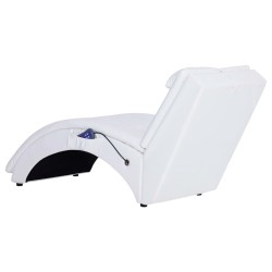 Chaise longue de massage avec oreiller Blanc Similicuir 