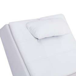 Chaise longue de massage avec oreiller Blanc Similicuir 