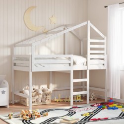 Lit superposé avec échelle et toit sans matelas blanc 90x200 cm 
