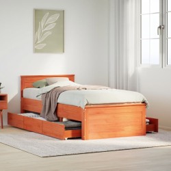 Cadre de lit sans matelas avec tête de lit 100x200 cm bois pin 