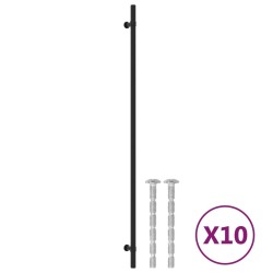 Poignées d'armoire 10 pcs noir 480 mm acier inoxydable 