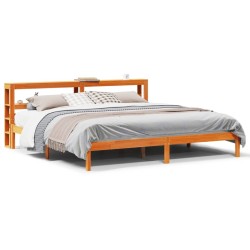 Cadre de lit et tête de lit sans matelas cire marron 180x200 cm 