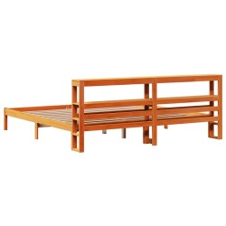 Cadre de lit et tête de lit sans matelas cire marron 180x200 cm 