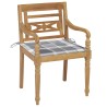 Chaises Batavia lot de 2 coussins à carreaux gris Teck massif 