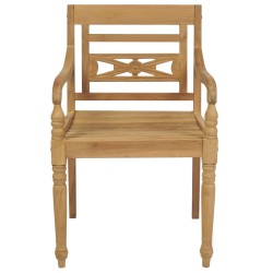 Chaises Batavia lot de 2 coussins à carreaux gris Teck massif 