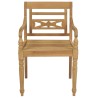 Chaises Batavia lot de 2 coussins à carreaux gris Teck massif 