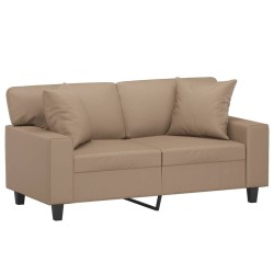 Canapé 2 places avec oreillers cappuccino 120 cm similicuir 