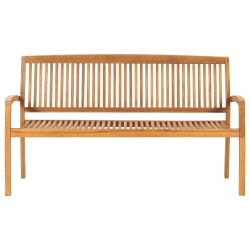Banc de jardin empilable et coussin 159 cm Bois de teck massif 