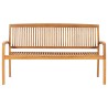 Banc de jardin empilable et coussin 159 cm Bois de teck massif 