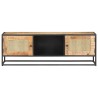Meuble TV 120x30x40 cm Bois de manguier brut et canne naturelle 