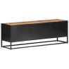 Meuble TV 120x30x40 cm Bois de manguier brut et canne naturelle 
