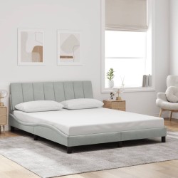 Cadre de lit avec LED sans matelas gris clair 160x200cm velours 
