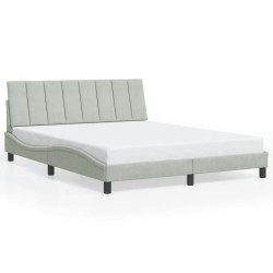 Cadre de lit avec LED sans matelas gris clair 160x200cm velours 