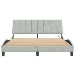 Cadre de lit avec LED sans matelas gris clair 160x200cm velours 